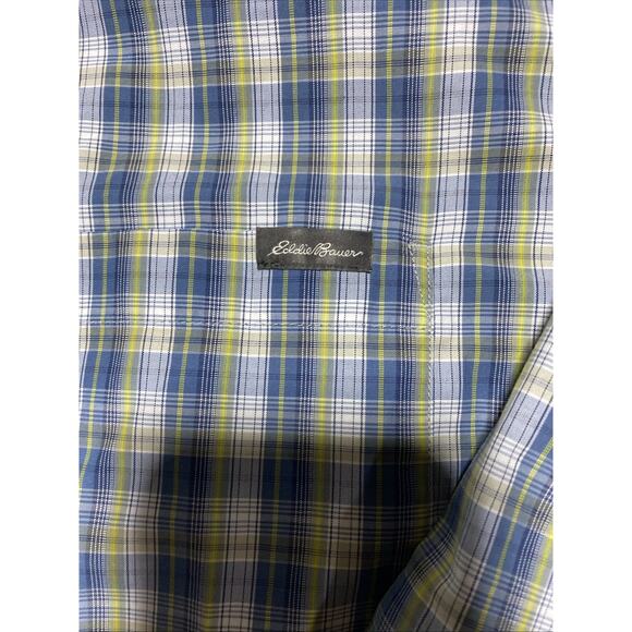 Eddie Bauer Shirt Mens Large Blue Travex Classic Fit Plaid Outdoors Gorpcore - Picture 3 of 8